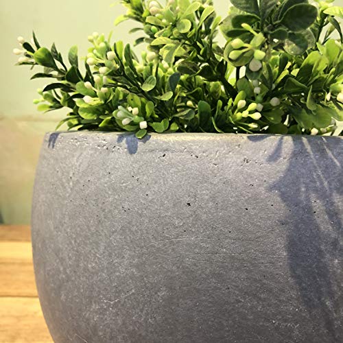 Kante 12" D Lightweight Concrete Outdoor Round Bowl Planter, Outdoor/Indoor Large Planters Pots with Drainage Hole for Garden Patio Balcony Deck Living Room, Slate Gray