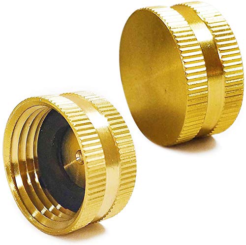 YOUHO Garden Hose Brass Hose Cap with Washers, 3/4GHT， Garden Hose Fitting Water Hose Connectors Garden Hose Extension Garden Hose Repair Garden Hose Fitting(2 PCS)