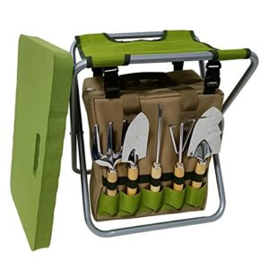 xinlongxuan garden folding stool with extra thick eva kneeler gardening tools insulated bag with 5pcs garden tools set.