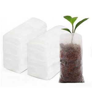 200pcs nursery bags plant,biodegradable non-woven plant grow bags fabric seedling pots bags plants home garden supply (5.5×6.2)