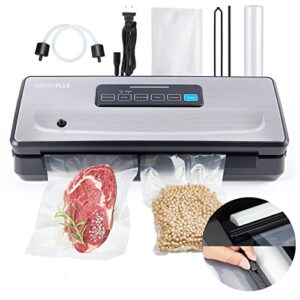 food sealer vacuum sealer machine 10-in-1 with full starter kit built-in cutter and bag storage(up to 20ft), inkbird moist/dry/pulse/canister/seal food vacuum sealer machine with sealer bag*5 (8″*11.8″) and bag roll*1 (11″*118″), sealing strip & foam gask