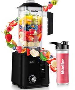 mueller durablend, 10-speed 3.0hp professional series blender – pulse mode and ice crushing powerful motor, smoothie blender, 74 oz, 6 stainless steel blades, blend, chop, grind, with smoothie bottle