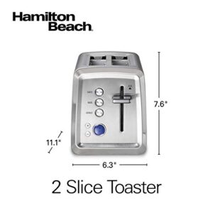 Hamilton Beach 2 Slice Toaster with Digital Read Out, Extra-Wide Slots, Bagel Setting, Toast Boost, Slide-Out Crumb Tray, Auto-Shutoff & Cancel Button, Defrost Function, Stainless Steel (22796)