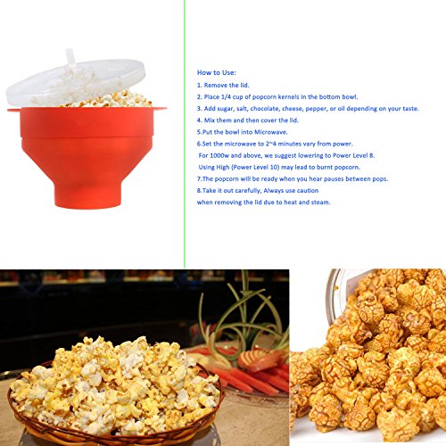 Silicone Microwave Popcorn Popper with Lid for Home Microwave Popcorn Makers with Handles Collapsible Popcorn Bowl