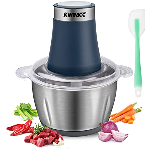 Electric Food Processor & Vegetable Chopper, 8-Cup Blender Grinder for Meat, Vegetables, Onion, Garlic, with 2L Stainless Steel Bowl and 4 Sharp Blades for Slicing, Shredding, Mincing, and Puree, 300W