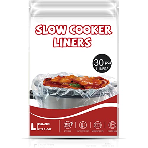 Slow Cooker Liners (30 Liners), 13" × 21" Crock Pot Liners Fit 3-8 Quarts, Disposable Cooking Bags Suitable for Oval & Round Pot, BPA Free,30 count