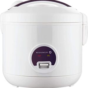 Reishunger Rice Cooker & Steamer with Keep-Warm Function - 5 Cups Uncooked Rice - Ceramic Coating incl. Steamer Insert - For 1-6 People