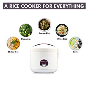 Reishunger Rice Cooker & Steamer with Keep-Warm Function - 5 Cups Uncooked Rice - Ceramic Coating incl. Steamer Insert - For 1-6 People