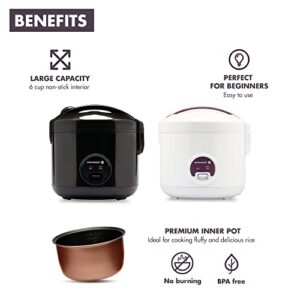 Reishunger Rice Cooker & Steamer with Keep-Warm Function - 5 Cups Uncooked Rice - Ceramic Coating incl. Steamer Insert - For 1-6 People