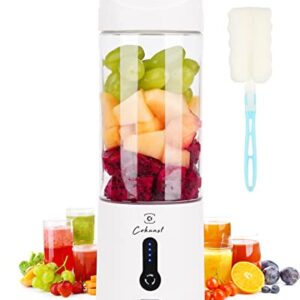 COKUNST Portable Blender for Shakes and Smoothies, 18 Oz Type-C USB Rechargeable Personal Blender, Powerful Mini Juice Blender with 6 Blades Ice Tray and Cleaning Brush for Travel Sports Kitchen