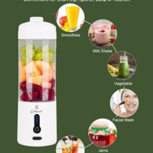 COKUNST Portable Blender for Shakes and Smoothies, 18 Oz Type-C USB Rechargeable Personal Blender, Powerful Mini Juice Blender with 6 Blades Ice Tray and Cleaning Brush for Travel Sports Kitchen