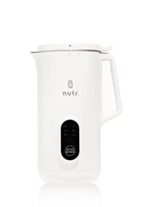nutr machine automatic nut milk maker, homemade almond, oat, coconut, soy, or plant based milks and non dairy beverages, boil and blend single servings, stainless steel, self-cleaning, white