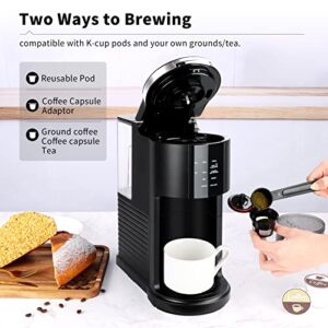 VIMUKUN Single Serve Coffee Maker for K-Cup Pod and Ground Coffee, 6 to 14 oz Brew Sizes, 40 oz Removable Water Reservoir, Single Cup Coffee Brewer with Self-cleaning Function