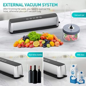 Vacuum-Sealer-Machine for Food Saver - Food-Vacuum-Sealer Automatic Air Sealing System for Food Storage Dry and Wet Food Modes LED Indicator Compact Design 11.8 Inch with 15Pcs Seal Bags Starter Kit