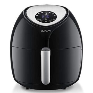 ultrean air fryer 6 quart , large family size electric hot airfryer xl oven oilless cooker with 7 presets, lcd digital touch screen and nonstick detachable basket,ul certified,1700w (black)