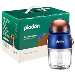 plodon baby food maker mini cute and small food processor puree blender grinder chopper 1.2 cup glass bowl with 6 blade electric