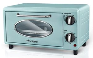elite gourmet by maximatic americana collection eto147m diner 50’s retro countertop toaster oven, bake, toast, fits 8” pizza, temperature control & adjustable 60-minute timer 1000w, 2 slice, mint