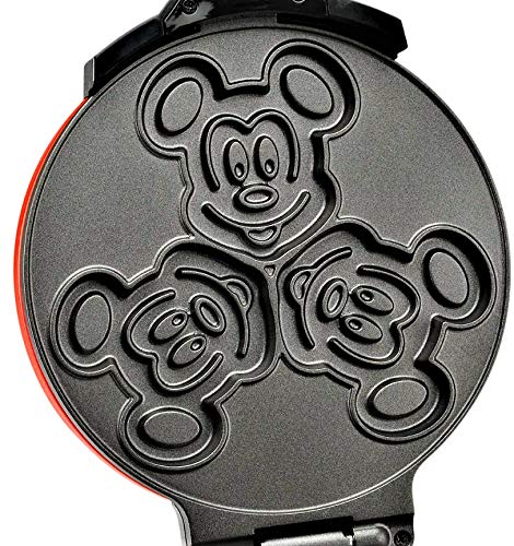Disney Mickey Mouse MIC-62 Double Flip Waffle Maker, Black, Red