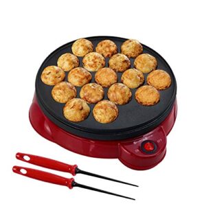 health and home electric takoyaki maker with free takoyaki tools – specialty & novelty cake pans for takoyaki octopus ball, cake pop, ebelskiver, aebleskiver – electric takoyaki grill -easy clean