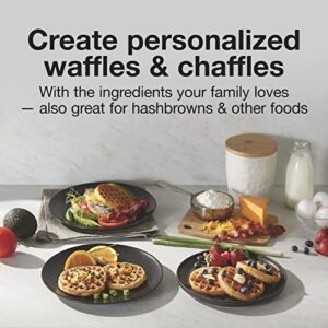 Proctor Silex Double Mini Waffle Maker Machine with 4” Round Non-stick Grids, Makes 2 Personalized Individual Breakfast Chaffles and Hashbrowns, Compact, Black (26102)