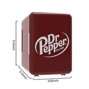 CURTIS MIS135DRP DR. Pepper Mini Portable Compact Personal Fridge Cooler, 4 Liter Capacity, 6 Cans, Makeup, Skincare, Freon-Free & Eco Friendly, Maroon