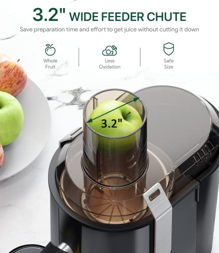 SIFENE Juicer Machine, 800W Juicer with 3.2" Big Mouth for Whole Fruits and Veggies, Juice Extractor with 3 Speeds Settings, Easy to Clean