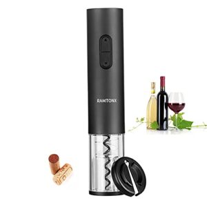 electric wine bottle opener, wine opener corkscrew key set with foil cutter,automatic reusable easy carry black wine opener gift for waiter women in home kitchen party bar outdoor