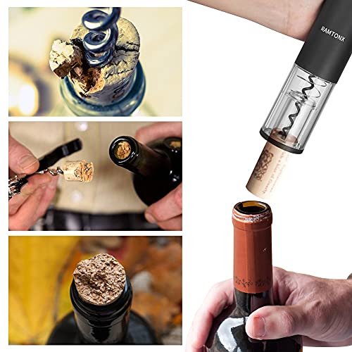 Electric Wine Bottle Opener, Wine Opener Corkscrew Key Set with Foil Cutter,Automatic Reusable Easy Carry Black Wine Opener Gift for Waiter Women in Home Kitchen Party Bar Outdoor