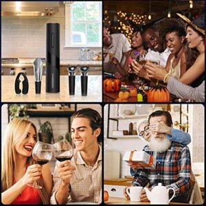 Electric Wine Opener Set TEBIKIN Automatic Wine Bottle Openers Cordless Battery Powered Corkscrew with Vacuum Wine Stoppers Wine Aerator Pourer Foil Cutter for Home Gift Party Valentine's Day