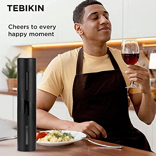 Electric Wine Opener Set TEBIKIN Automatic Wine Bottle Openers Cordless Battery Powered Corkscrew with Vacuum Wine Stoppers Wine Aerator Pourer Foil Cutter for Home Gift Party Valentine's Day