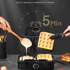 FOHERE Waffle Maker 3 in 1 Sandwich Maker 1200W Panini Press With Removable Plates and 5-gear Temperature Control, Non-stick Coating Easy to Clean,Indicator Lights, Silver/Black