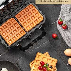 FOHERE Waffle Maker 3 in 1 Sandwich Maker 1200W Panini Press With Removable Plates and 5-gear Temperature Control, Non-stick Coating Easy to Clean,Indicator Lights, Silver/Black