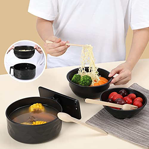 Microwave Ramen Cooker,Ramen Bowl With Chopsticks and Spoon,Rapid and Quick Ramen Cooker With Handles, Dishwasher-Safe,BPA-Free. (black) …