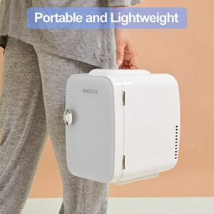 SPECILITE Mini Fridge for Skin Care, Portable Beauty Fridge with Eraser Board Door and Bead Chain(4 Liter/6 Can) Cooler and Warmer, Personal AC/DC Refrigerator for Makeup, Food, Travel, Bedroom