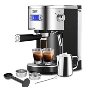 Gevi Espresso Machines 20 Bar Fast Heating Automatic Cappuccino Coffee Maker with Foaming Milk Frother Wand for Espresso, 1.2L Removable Water Tank, Double Temperature Control System 1350W, Black