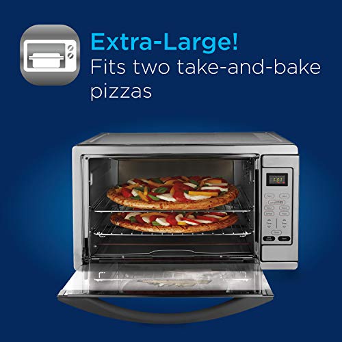 Oster Toaster Oven, 7-in-1 Countertop Toaster Oven, 10.5" x 13" Fits 2 Large Pizzas, Stainless Steel