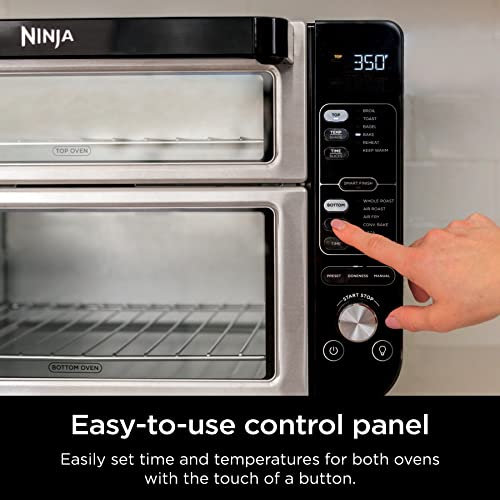 Ninja DCT451 12-in-1 Smart Double Oven with FlexDoor, Smart Thermometer, FlavorSeal, Smart Finish, Rapid Top Oven, Convection and Air Fry Bottom Oven, Stainless Steel