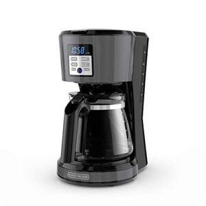 black+decker 12-cup* coffeemaker, programmable, exclusive vortex™ technology, premium black stainless steel finish