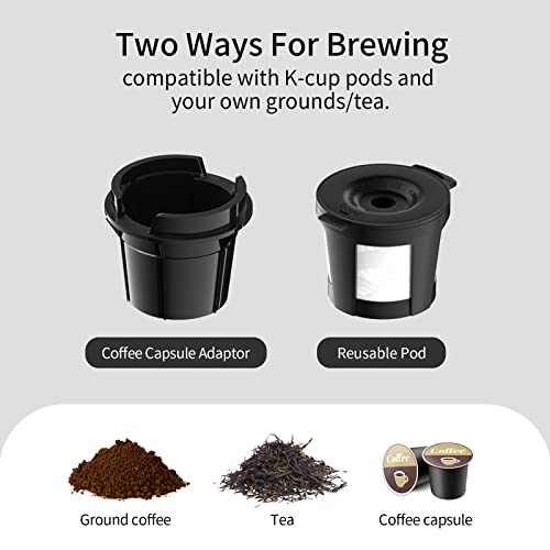 VIMUKUN Single Serve Coffee Maker, Compatible with K-Cup Pod & Ground Coffee, Coffee Brewer with One Button Operation and Auto Shut-off, 5-13 oz. Mini Size