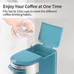 VIMUKUN Single Serve Coffee Maker, Compatible with K-Cup Pod & Ground Coffee, Coffee Brewer with One Button Operation and Auto Shut-off, 5-13 oz. Mini Size