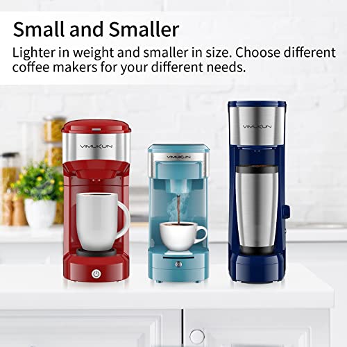 VIMUKUN Single Serve Coffee Maker, Compatible with K-Cup Pod & Ground Coffee, Coffee Brewer with One Button Operation and Auto Shut-off, 5-13 oz. Mini Size