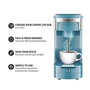 VIMUKUN Single Serve Coffee Maker, Compatible with K-Cup Pod & Ground Coffee, Coffee Brewer with One Button Operation and Auto Shut-off, 5-13 oz. Mini Size