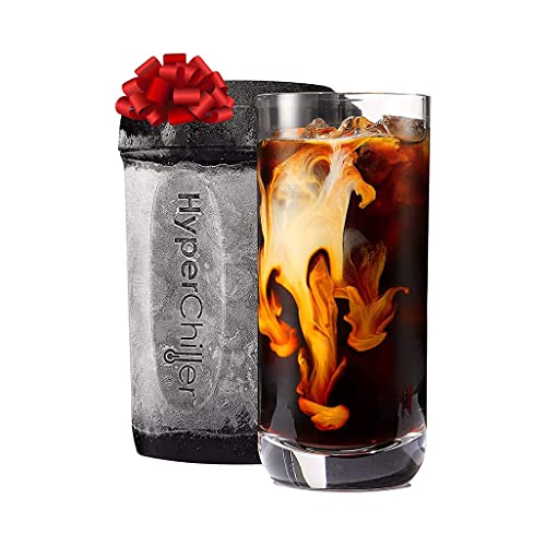 HyperChiller HC3 Patented Iced Coffee/Beverage Cooler, NEW, IMPROVED,STRONGER AND MORE DURABLE! Ready in One Minute, Reusable for Iced Tea, Wine, Spirits, Alcohol, Juice, 12.5 Oz, Black