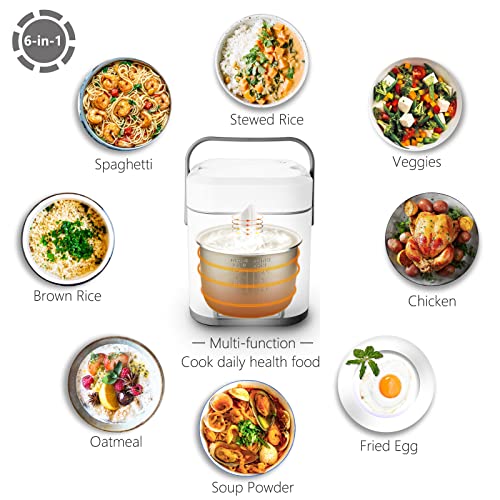 TLOG Mini Rice Cooker 2.5 Cups Uncooked, Healthy Ceramic Coating Portable Rice Cooker, 1.2L Travel Rice Cooker Small for 1-3 People, Personal Rice maker, Food Steamer, 12 Hours delay timer, Multi-cooker for Grains, Oats