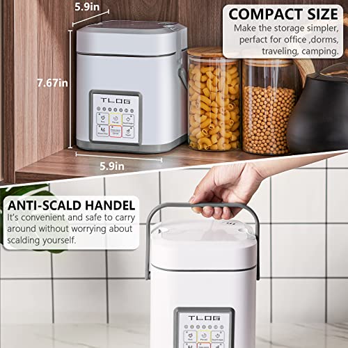 TLOG Mini Rice Cooker 2.5 Cups Uncooked, Healthy Ceramic Coating Portable Rice Cooker, 1.2L Travel Rice Cooker Small for 1-3 People, Personal Rice maker, Food Steamer, 12 Hours delay timer, Multi-cooker for Grains, Oats