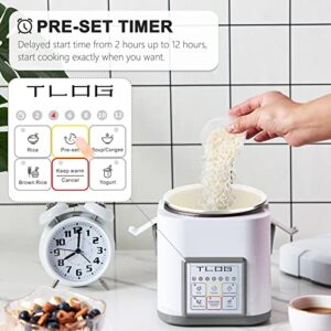 TLOG Mini Rice Cooker 2.5 Cups Uncooked, Healthy Ceramic Coating Portable Rice Cooker, 1.2L Travel Rice Cooker Small for 1-3 People, Personal Rice maker, Food Steamer, 12 Hours delay timer, Multi-cooker for Grains, Oats