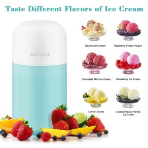 Secura Mini Ice Cream Maker for Gelato, Sorbet, Frozen Yogurt, 0.4QT Automatic Electronic Gelato Maker with Mixing Spoon & Recipe Book, Quick Homemade & Great Gift