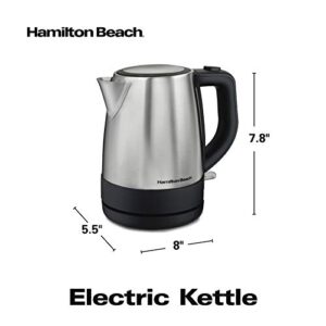 Hamilton Beach Electric Tea Kettle, Water Boiler & Heater, 1 L, Cordless, Auto-Shutoff & Boil-Dry Protection, Stainless Steel (40998)