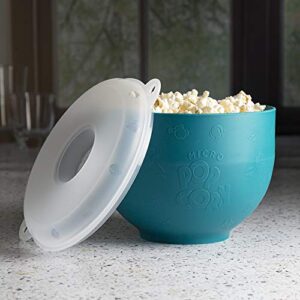 Goodful Silicone Popcorn Popper, Collapsible Hot Air Microwavable Popcorn Maker, Bowl Made without BPA, Teal