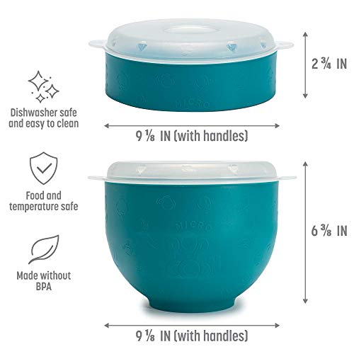 Goodful Silicone Popcorn Popper, Collapsible Hot Air Microwavable Popcorn Maker, Bowl Made without BPA, Teal